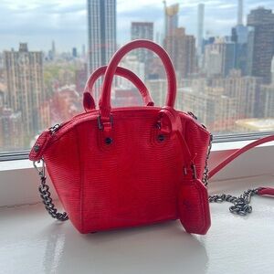Alice & Olivia red snakeskin purse